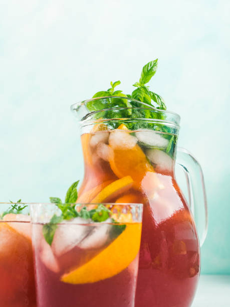 istock Fresh red coktail sangria in pitcher and glasses 1259148329