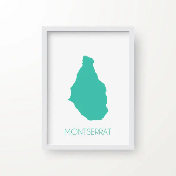 Vector illustration of Montserrat map in a frame on white background