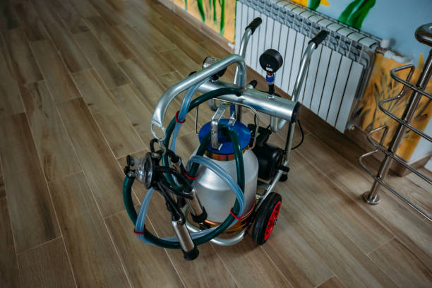 istock Small portable compact milking machine for milking one cow 1259150491