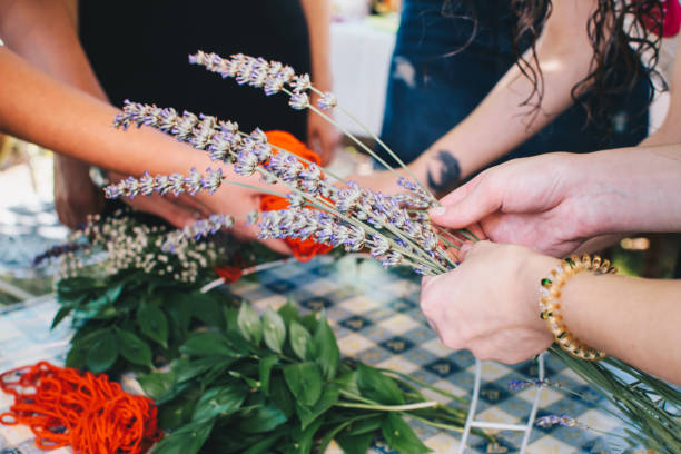 istock Girlfriends making flower arrangements stock photo 1259150628
