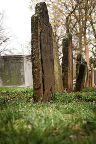 istock Tombstones in Old Spooky Cemetery 1259152662