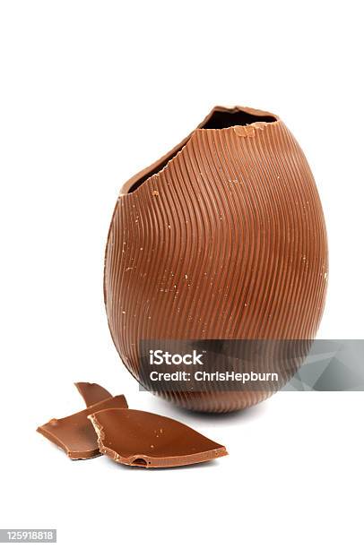 Broken Chocolate Easter Egg Stock Photo - Download Image Now - Chocolate Easter Egg, Cut Out, Chocolate