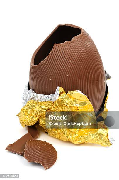 Broken Chocolate Easter Egg Stock Photo - Download Image Now - Easter Egg, Chocolate Easter Egg, Chocolate