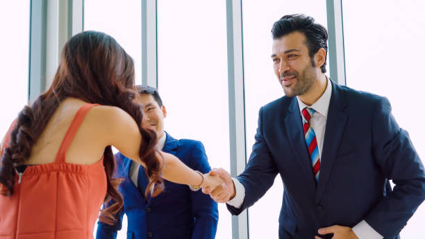 istock Job seeker and manager handshake in job interview 1259190306