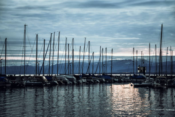 Shipyard On Lake Geneva In Lausanne, Switzerland