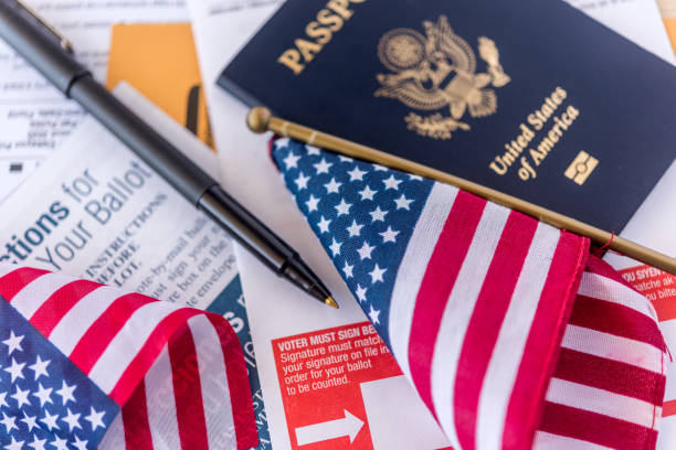 Patriotism Set of voting ballot ready to be send. ballot measure stock pictures, royalty-free photos & images