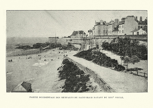 Vintage photograph of the Seafront at Saint-Malo, France, 19th Century