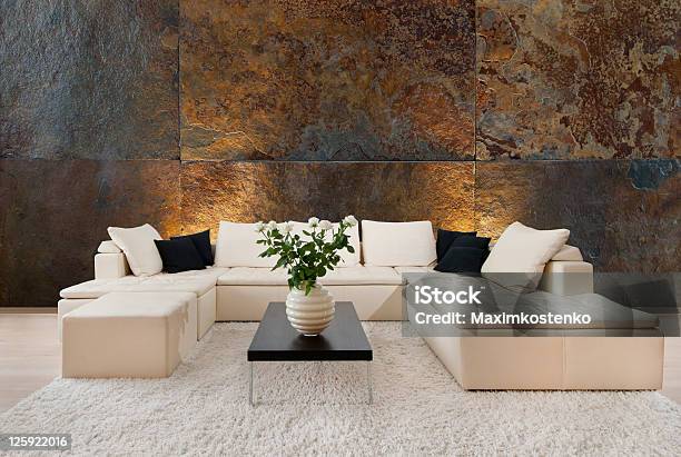 Modern Interior With Free Wall Space Stock Photo - Download Image Now - Apartment, Beige, Brown