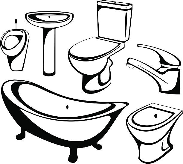 The sanitary technician set vector art illustration