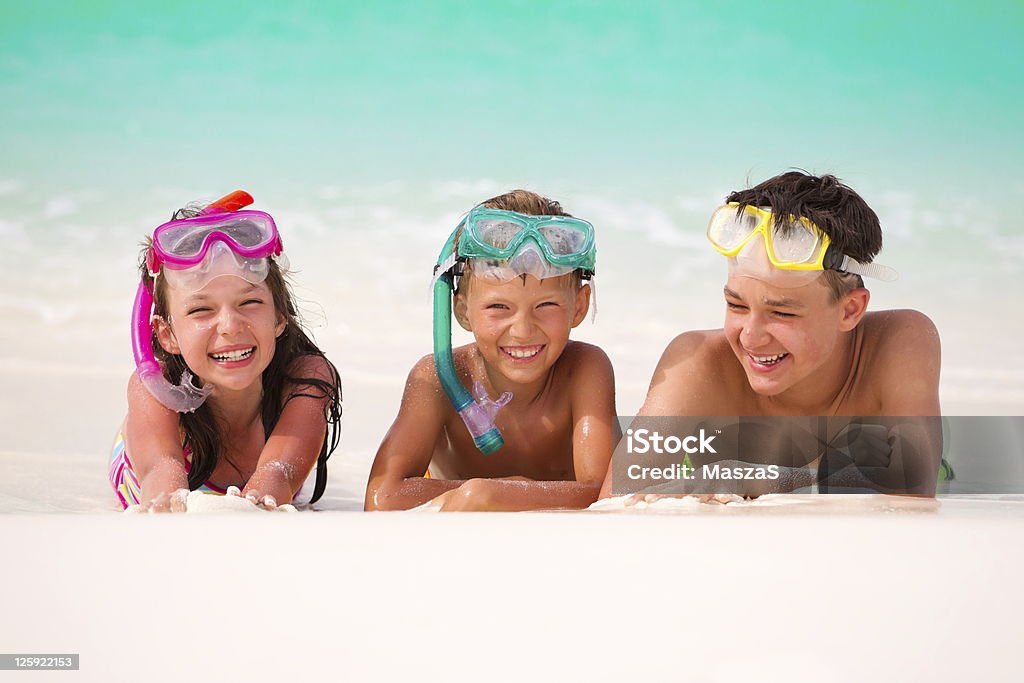 Happy children on beach  Beach Stock Photo