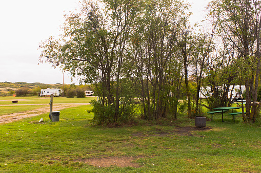 Pleasant local community campsite at Glenburn, Saskatchewan, Canada.