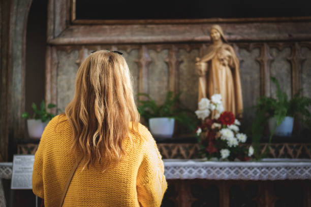 Woman pray in church