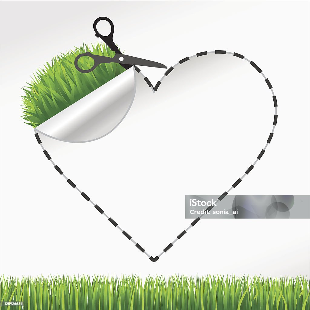Ножницы резки в сердце с трава за - Векторная графика Бумага роялти-фри