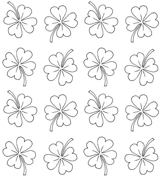 ilustrações, clipart, desenhos animados e ícones de vetor padrão perfeito de rabisco desenhado à mão clover shamrock - spring clover leaf shape clover sketch