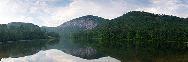 Fairfield Lake & Bald Mountain Panoramic stock photo