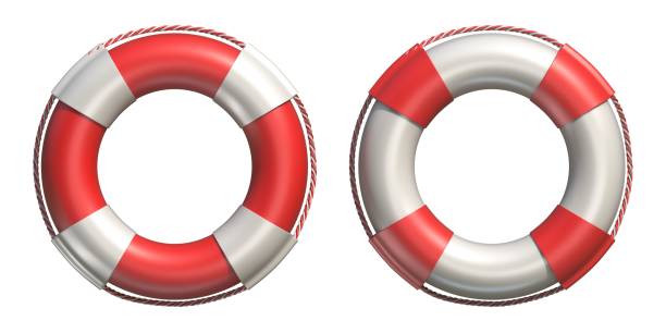 life buoys 3d - nobody inflatable equipment rope imagens e fotografias de stock
