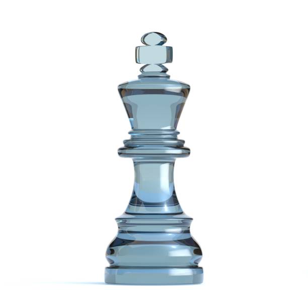 glass king chess piece 3d - board game piece leisure games blue isolated imagens e fotografias de stock