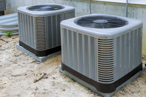 istock Air conditioning system outside installation on of the house. 1259354216