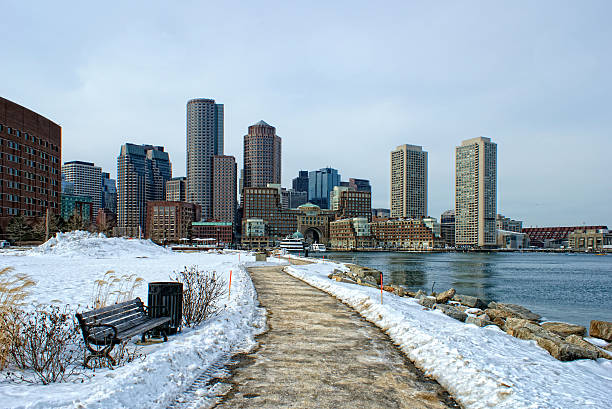 사우스보스턴 겨울 - rowes wharf 뉴스 사진 이미지