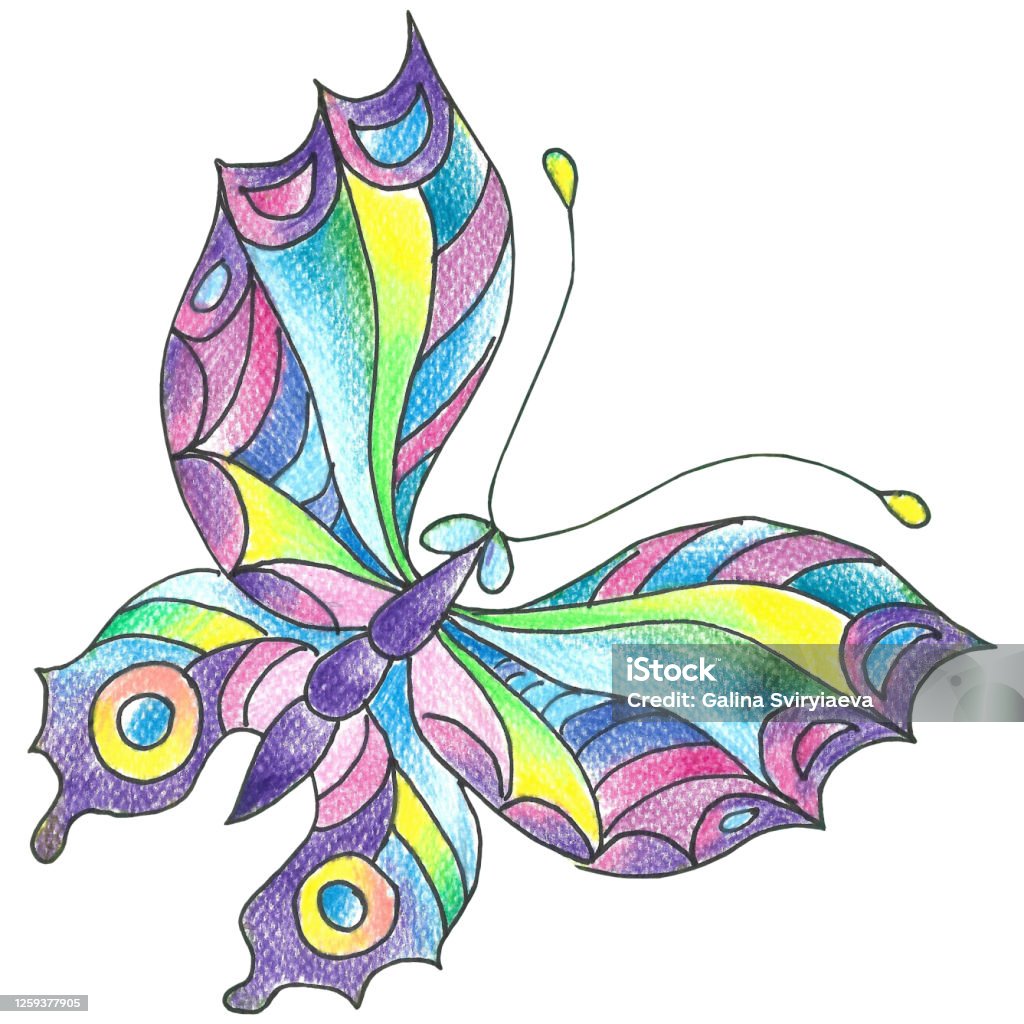 Ilustración de Dibujo De Mariposa Tropical Con Lápices De Color Con Color Degradado Aislado Sobre Un Fondo Blanco y más Vectores Libres de Derechos de Animal - iStock Ilustración de Dibujo De Mariposa Tropical Con Lápices De Color Con Color Degradado Aislado Sobre Un Fondo Blanco y más Vectores Libres de Derechos de Animal - iStock