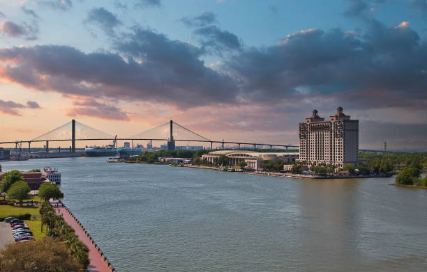 istock Savannah Convention Center Hotel and Bridge at Dusk 1259384054