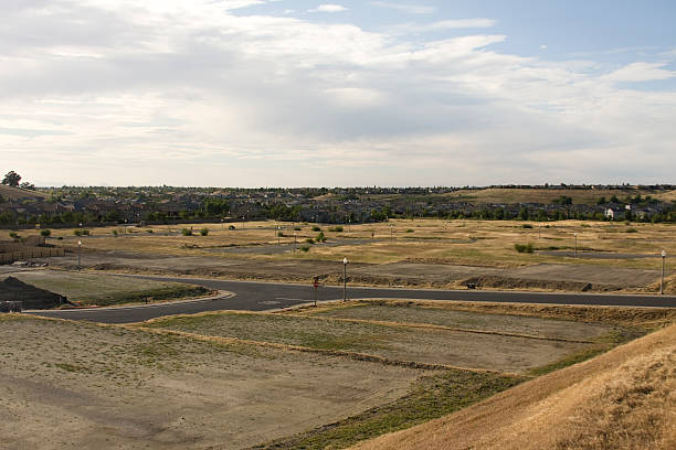 istock Many cleared lots with a subdivision in the distance. 125939846