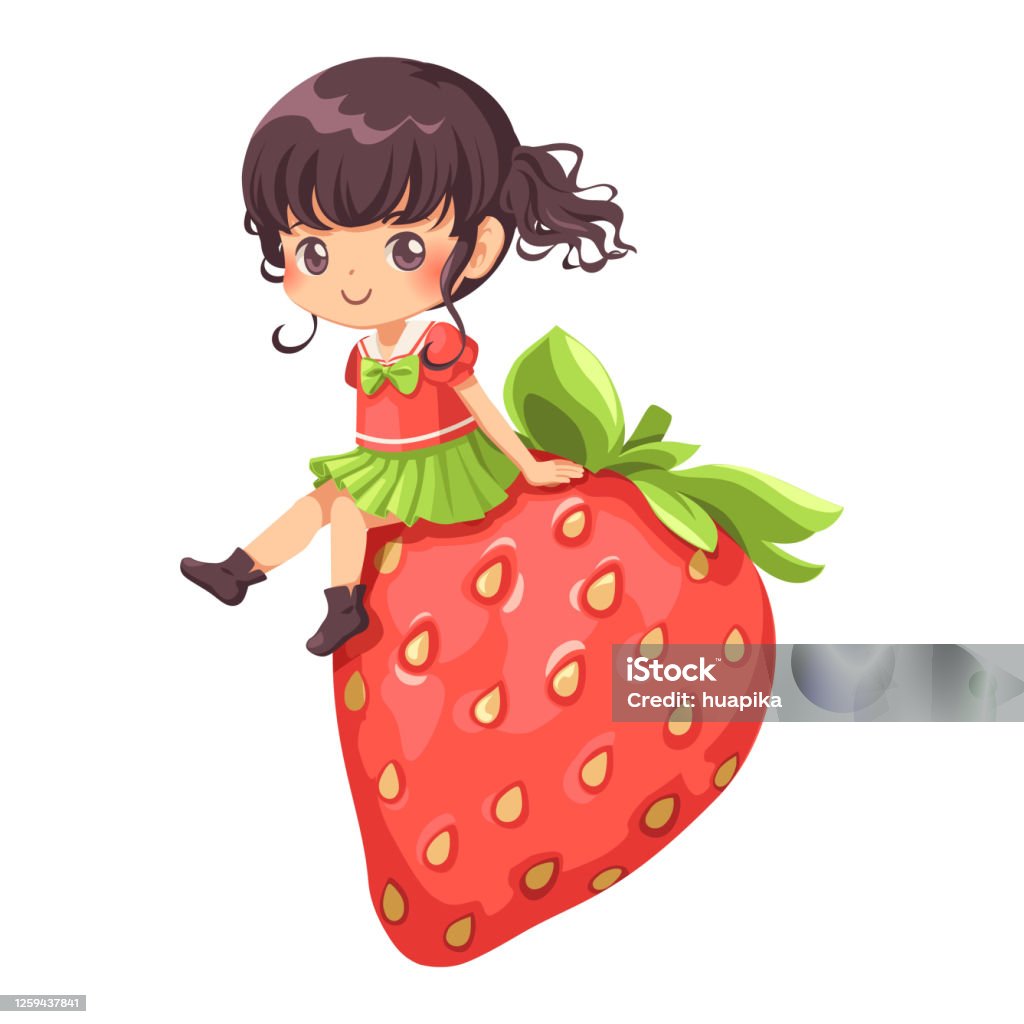 Hình Minh Họa Hoạt Hình Vector Của Một Cô Gái Ngồi Trên Một Quả ...