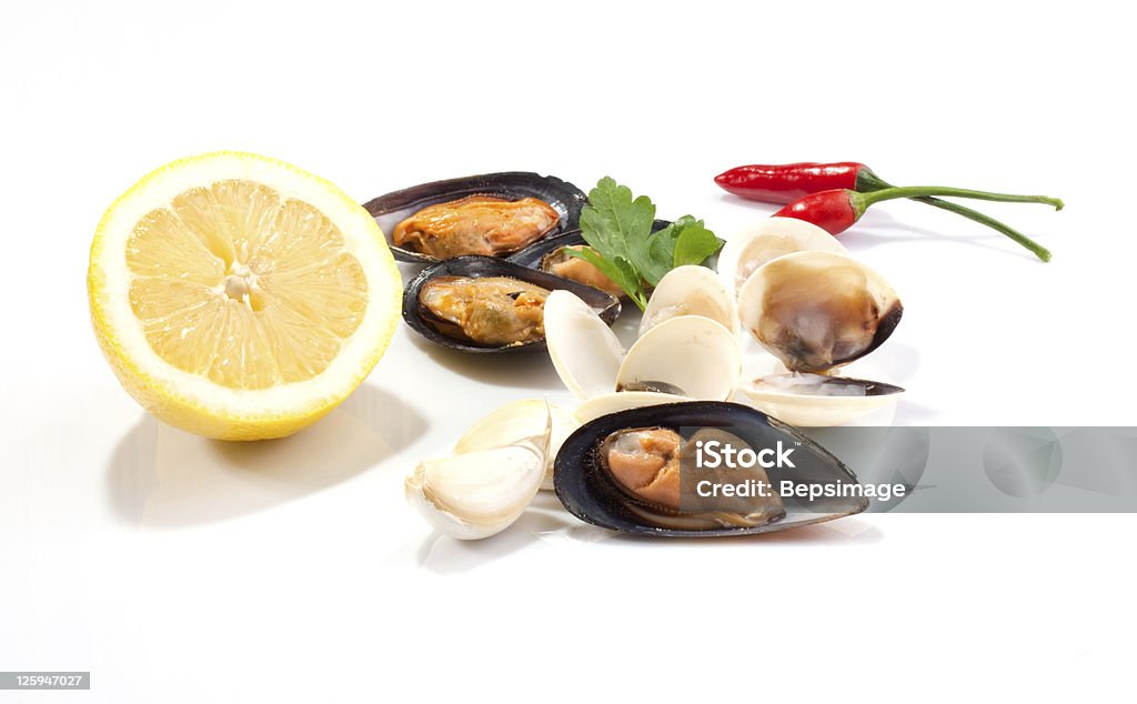 Mexilhões e ostras - Foto de stock de Alho royalty-free
