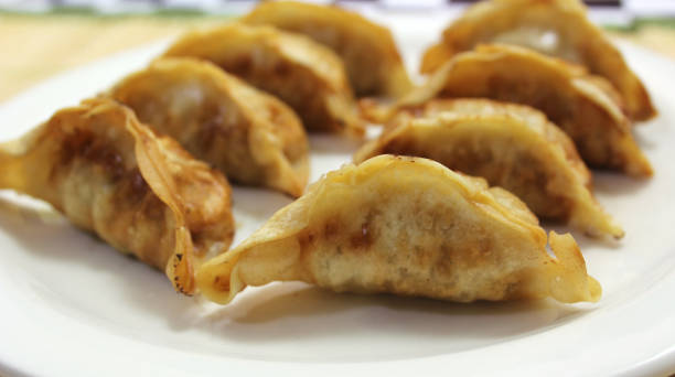 istock Asian Fried Dumplings with soy sauce 1259499450