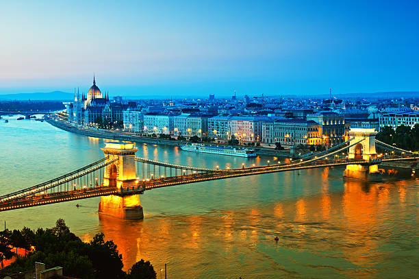 istock The Budapest skyline lit up during the evening 125957357