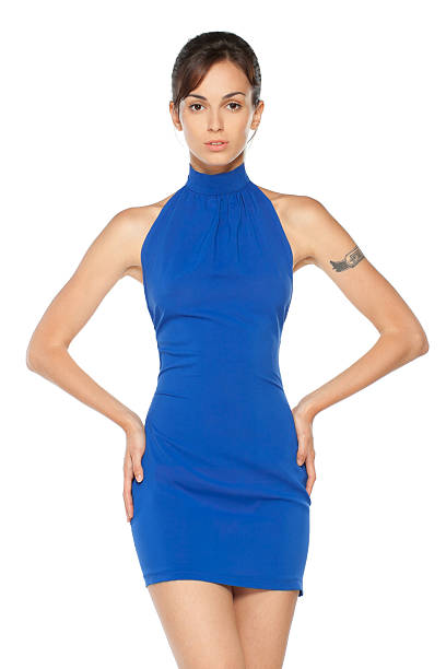 istock Female in blue dress posing 125957942