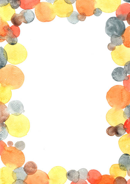istock Orange, Grey and black polka dot watercolor border for decoration on Halloween party and autumn festival. 1259596302