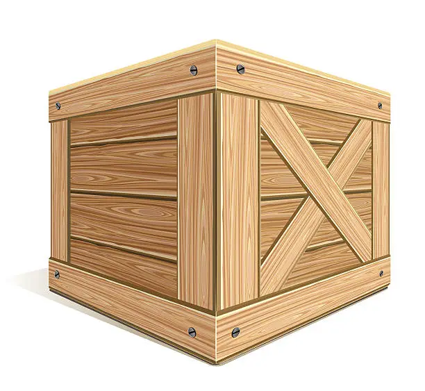 Vector illustration of Wooden box