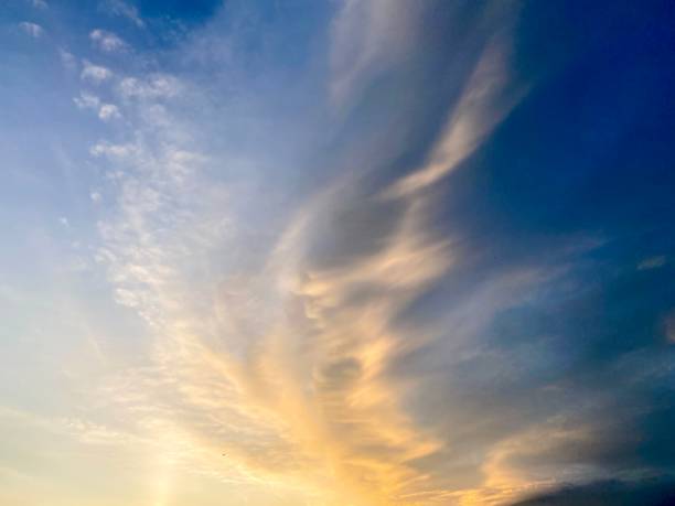 istock Blue sky with white clouds at sunset in summer time. 1259612662