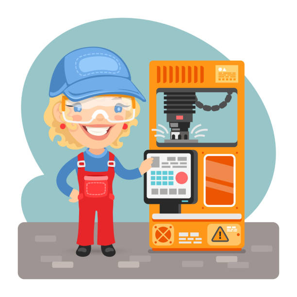 Cartoon Milling Machine Worker Stock Illustration - Download Image Now -  Close-up, Drill, Lathe - iStock