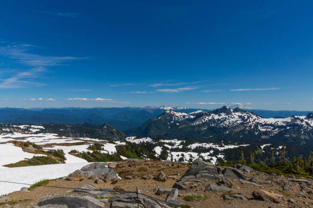 istock Beautiful panorama of Cascade range with volcanos 1259696377