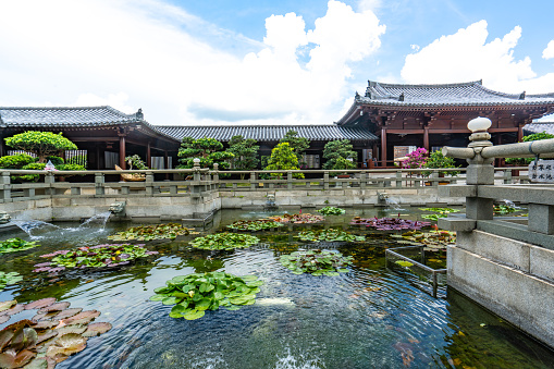Pavilion on pool in ancient Korean Palace \