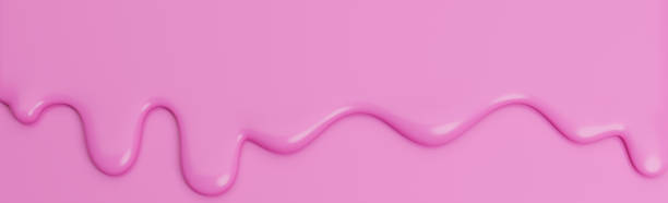 istock Melted Strawberry Ice Cream flow down on pink banner Background with copy space.,3d model and illustration. 1259723078