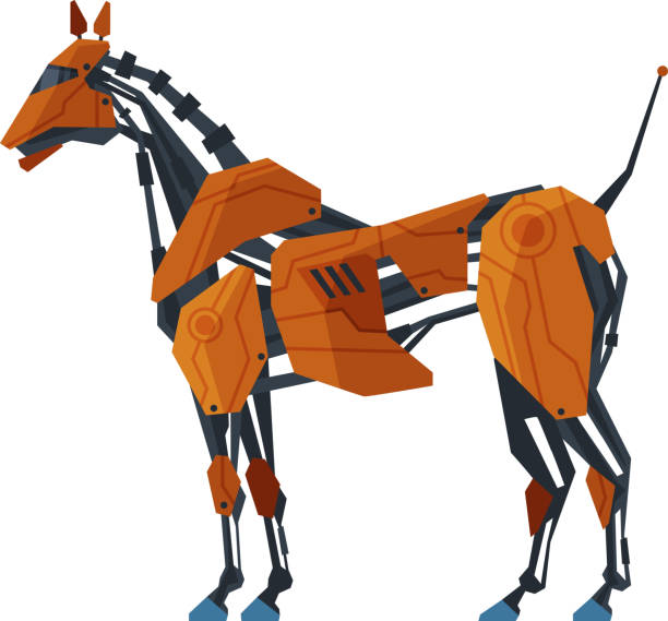 istock Horse Animal Robot, Artificial Intelligence Robotic Animal Vector Illustration on White Background 1259727396