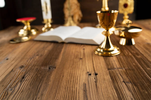 istock Catholic religion symbols. 1259730620