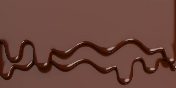istock Melted milk brown chocolate flow down on brown banner Background with copy space.,3d model and illustration. 1259731127