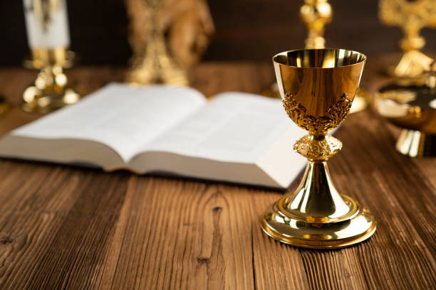 istock Catholic religion symbols. 1259731151