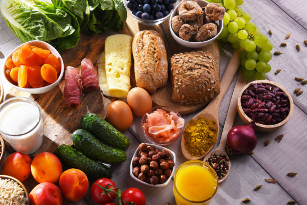 istock Assorted organic food products on the table 1259731713