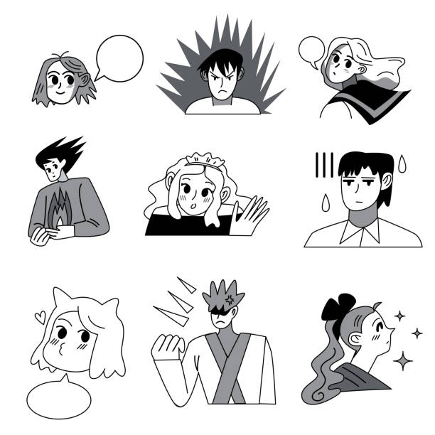 istock Set of manga characters drawings from traditional japanese comics 1259732768