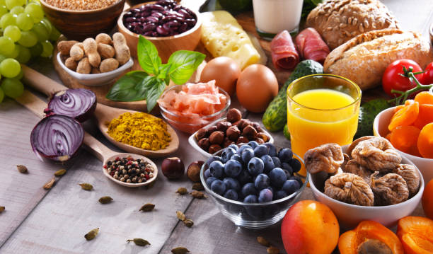 istock Assorted organic food products on the table 1259733283