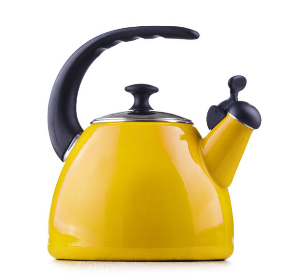 istock Traditional stainless steel stovetop kettle with whistle 1259743375
