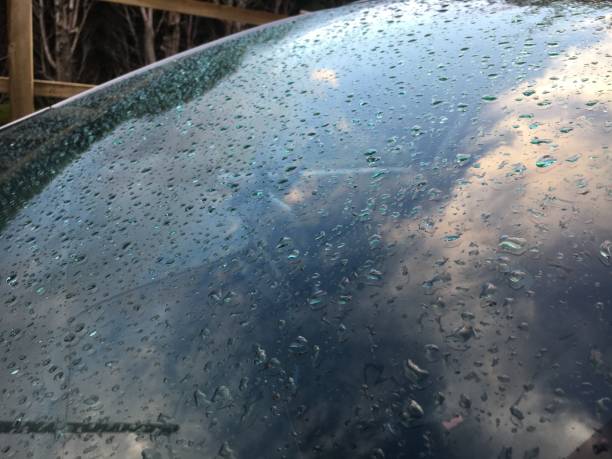 istock Car window, rainy day, raining, rain clouds extreme weather, overcast, wet environment 1259750696