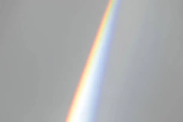 Photo of Blurred rainbow light refraction texture on white wall