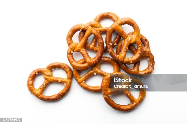 Pretzels Stock Photo - Download Image Now - Pretzel, White Background, Cracker - Snack