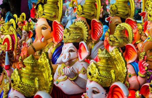 Colorful Ganesha idols for Ganesh festival Colorful Ganpati idols for Ganesha festival. Happy, cheerful and festive environment with god;s grace. ganesh chaturthi photos stock pictures, royalty-free photos & images